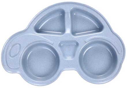 Cartoon Baby Peuter Platen Schotel Voedsel Fruit Lade Kid's Auto Vorm Kom Tarwe Stro Kind Voeden Plaat Servies Blauw