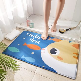 Cartoon Badmat Flanel Micro-Elastische Badkamer Tapijt Douche Deur Mat Absorberend Antislip Voet Mat decoratie Floor Mat D / 50x80cm