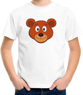 Cartoon beer t-shirt wit voor jongens en meisjes - Cartoon dieren t-shirts kinderen M (134-140)