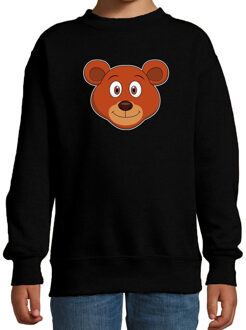 Cartoon beer trui zwart voor jongens en meisjes - Cartoon dieren sweater kinderen 14-15 jaar (170/176)