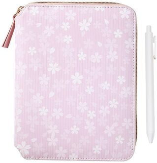 Cartoon Bloem B6 Rits Notepad Met Pen Set Lederen Planner Agenda 24BB koffie