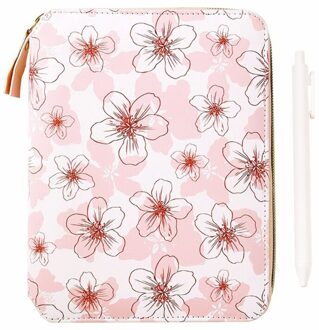 Cartoon Bloem B6 Rits Notepad Met Pen Set Lederen Planner Agenda P9YA Bourgondië