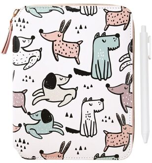 Cartoon Bloem B6 Rits Notepad Met Pen Set Lederen Planner Agenda P9YA Rood