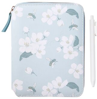 Cartoon Bloem B6 Rits Notepad Met Pen Set Lederen Planner Agenda P9YA Roze