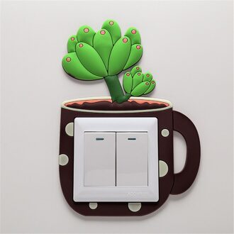Cartoon Cactus Schakelaar Sticker Lichtgevende Schakelaar Cover Glow In The Dark Socket Muursticker Schakelaar Lichtgevende Woondecoratie 5
