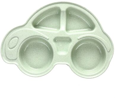 Cartoon Car Baby Bamboo Plate Baby Feeding Dinnerware Wheat Straw Tableware for Baby Kids Dishes Children Plates groen