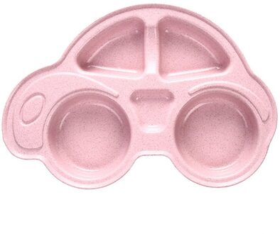 Cartoon Car Baby Bamboo Plate Baby Feeding Dinnerware Wheat Straw Tableware for Baby Kids Dishes Children Plates Roze