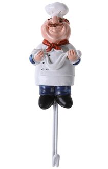Cartoon Chef Vorm Roestvrij Staal Hars Haken Hoge Kleverige Muur Deur Kleding Coat Hat Hanger Keuken Badkamer Opbergrek 03