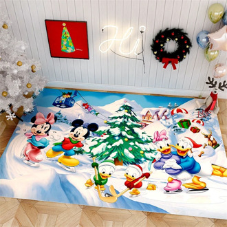 Cartoon Christmas Kids Mickey Playmat Kitchen Mat for Floor Entrance Doormat Home Bedroom Carpet Bathroom Anti-Slip Rug
