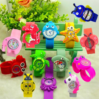 Cartoon Crab/Turtle/Shark Baby Toys Kids Watches Silicone Band Slap Watch Children Clock Creative Quartz Wristwatch Kid Gift