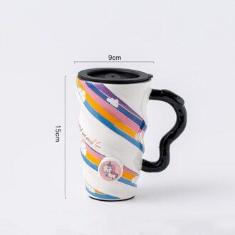 Cartoon Creatieve Eenhoorn Keramische Mok Met Deksel Liefhebbers Grote Capaciteit Thuis Kantoor School Regenboog Koffie Mok Melk Cup Drinkware Cup
