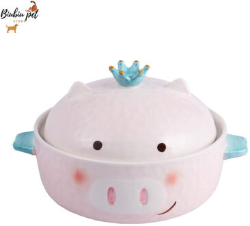 Cartoon Creatieve Instant Noodles Kom Met Deksel Keramische Kom Leuke Student Job Kom Soepkom roze varken