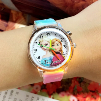 Cartoon Cute Colorful Light Silicone Quartz Watch Children Kids Girls Fashion Bracelet Luminous Wrist Watch Clock
