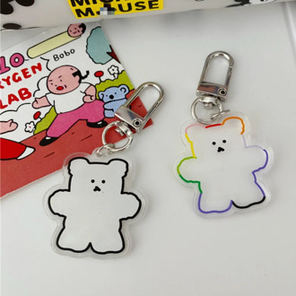 Cartoon Cute Transparent Gummy Bear PVC Keychain Key Ring Anime Mini Figure Key Chain Cute Key Holder Fashion Trinket Kids Gift