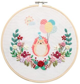 Cartoon Dier Hand Borduren Diy Handgemaakte Kit Beginner Borduren Materiaal Pakket Inclusief Bamboe Borduurwerk A1
