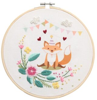 Cartoon Dier Hand Borduren Diy Handgemaakte Kit Beginner Borduren Materiaal Pakket Inclusief Bamboe Borduurwerk A2