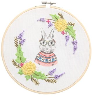 Cartoon Dier Hand Borduren Diy Handgemaakte Kit Beginner Borduren Materiaal Pakket Inclusief Bamboe Borduurwerk A3