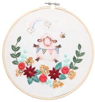 Cartoon Dier Hand Borduren Diy Handgemaakte Kit Beginner Borduren Materiaal Pakket Inclusief Bamboe Borduurwerk A4