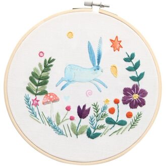 Cartoon Dier Hand Borduren Diy Handgemaakte Kit Beginner Borduren Materiaal Pakket Inclusief Bamboe Borduurwerk A5