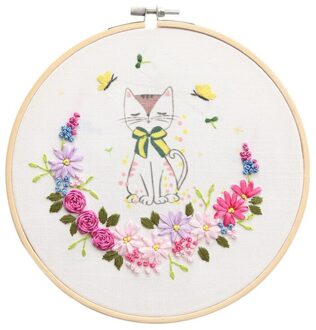 Cartoon Dier Hand Borduren Diy Handgemaakte Kit Beginner Borduren Materiaal Pakket Inclusief Bamboe Borduurwerk A8