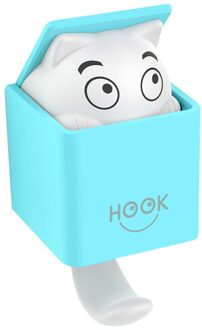Cartoon Dier Muur Sucker Haak Sterke Leuke Kat Zwaartekracht Inductie Zuignap Muur Haak Hanger Keuken Badkamer Slaapkamer Opslag blauw
