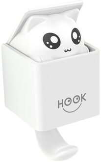 Cartoon Dier Muur Sucker Haak Sterke Leuke Kat Zwaartekracht Inductie Zuignap Muur Haak Hanger Keuken Badkamer Slaapkamer Opslag wit