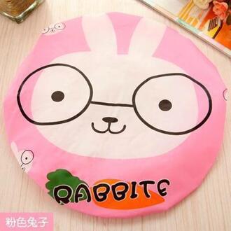 Cartoon Dier Waterdichte Douche Cap Waterdicht Voor Vrouwen Douche Haar Motorkap Bad Haar Cap Resuable Lace Elastische Band roze