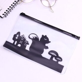 Cartoon Dieren Transparant PVC Etui Schoolbenodigdheden Kinderen Briefpapier Leuke Scrub Pennenbakje Pencilcase Potlood Tas eekhoorn