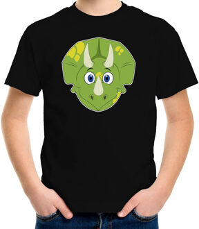 Cartoon dino t-shirt zwart voor jongens en meisjes - Cartoon dieren t-shirts kinderen XL (158-164)