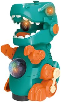 Cartoon Dinosaurus Vormige Elektrische Handmatige Automatische Bubble Maker Lichteffecten Muziek Geluid Bubble Machine Kinderen Speelgoed (50Ml) groen
