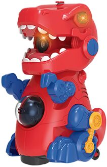 Cartoon Dinosaurus Vormige Elektrische Handmatige Automatische Bubble Maker Lichteffecten Muziek Geluid Bubble Machine Kinderen Speelgoed (50Ml) Rood
