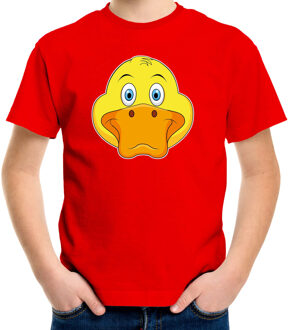 Cartoon eend t-shirt rood voor jongens en meisjes - Cartoon dieren t-shirts kinderen L (146-152)