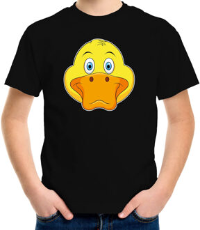 Cartoon eend t-shirt zwart voor jongens en meisjes - Cartoon dieren t-shirts kinderen L (146-152)