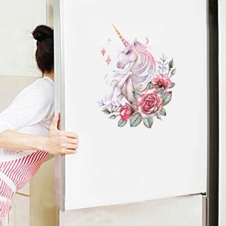 Cartoon Eenhoorn Koelkast Sticker Voor Kinderen Kamers Slaapkamer Interieur Zelfklevende Muurschilderingen Koelkast Wc Sticker Behang J