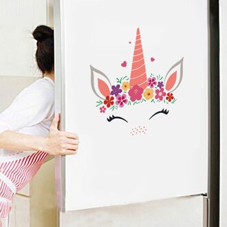 Cartoon Eenhoorn Koelkast Sticker Voor Kinderen Kamers Slaapkamer Interieur Zelfklevende Muurschilderingen Koelkast Wc Sticker Behang