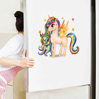 Cartoon Eenhoorn Koelkast Sticker Voor Kinderen Kamers Slaapkamer Interieur Zelfklevende Muurschilderingen Koelkast Wc Sticker Behang