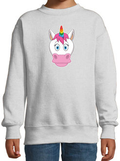 Cartoon eenhoorn trui grijs voor jongens en meisjes - Cartoon dieren sweater kinderen 3-4 jaar (98/104)