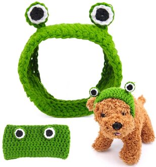 Cartoon Gebreide Wollen Caps Voor Kat Puppy Leuke Katten Kikker Kostuum Hoofd Gear Kikker Vorm Winter Hond Kat Cap Pet kostuum Accessoires
