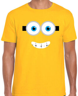 Cartoon geel poppetje Verkleed t-shirt - voor heren - Carnaval - kostuum - kleding L