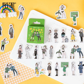 Cartoon Girl Dress Stationery Sticker Scrapbooking Seal Kawaii DIY Diary Decorative Adhesive Paper Sticker Label Supplies 46Pcs