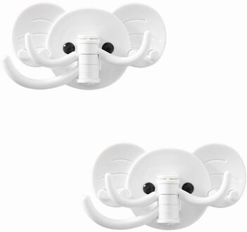 Cartoon Haak Organisator Keuken Badkamer Roterende Olifant Haak Sticker Keukengerei Houder Multifunctionele Haken Sleutelhouder wit x2