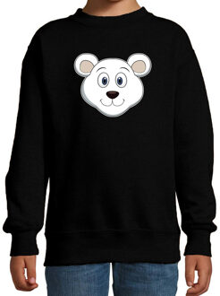 Cartoon ijsbeer trui zwart voor jongens en meisjes - Cartoon dieren sweater kinderen 12-13 jaar (152/164)