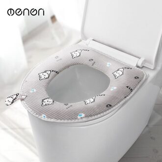 Cartoon Kat Comfortabele Fluwelen Coral Badkamer Toilet Seat Cover Closestool Wasbare Warmer Mat Cover Pad