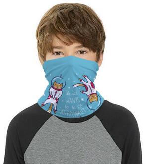 Cartoon Kat Space Kids Hoofd/Gezicht/Masker Neck Bandana Sjaal Dual-Gebruik Magic Tube Hoofddoek Fietsen Sport hoofddeksels Tulband Balaclava