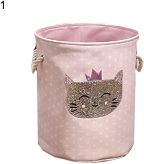 Cartoon Kat Vouwen Wasserij Opslag Mand Organizer Met Trekkoord Handgrepen 1