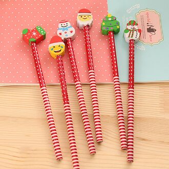 Cartoon Kerstman Gum Potlood Hb Creatieve Briefpapier Kinderen Schoolbenodigdheden Kerstcadeau Sneeuwpop