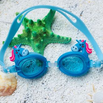 Cartoon Kids Kinderen Siliconen Waterdicht Zwemmen Zwembad Water Zwembril Bril Eyewear Brillen Accessoires Voor Jongens Meisjes blauw eenhoorn