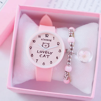 Cartoon Kids Quartz Watch Silicone Candy Color Student Watch Girls Clock Fashion Cat Watches Children Wristwatch Ladies Watch