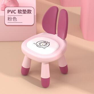 Cartoon Kind Plastic Stoel Terug Stoel Huishouden Eetkamerstoel Baby PVC roze