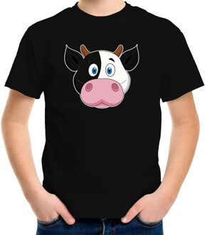Cartoon koe t-shirt zwart voor jongens en meisjes - Cartoon dieren t-shirts kinderen XL (158-164)